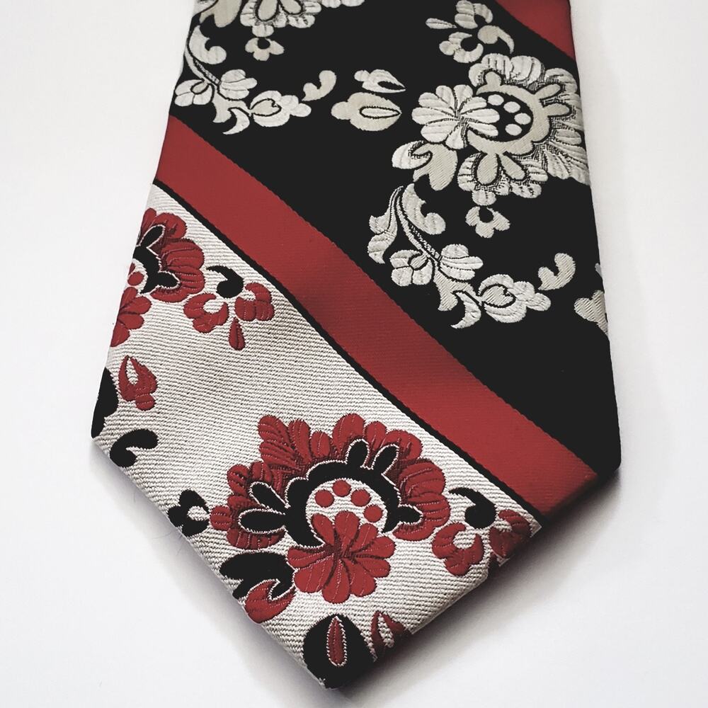 Courtney Custom Classic Men's Tie Floral Striped 4" Width Multicolored #1R
